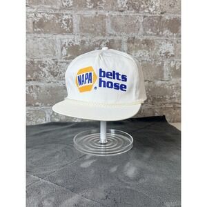Vintage NAPA Belts Hose Hat Cap Strap Back White Rope Advertising Mens 80s